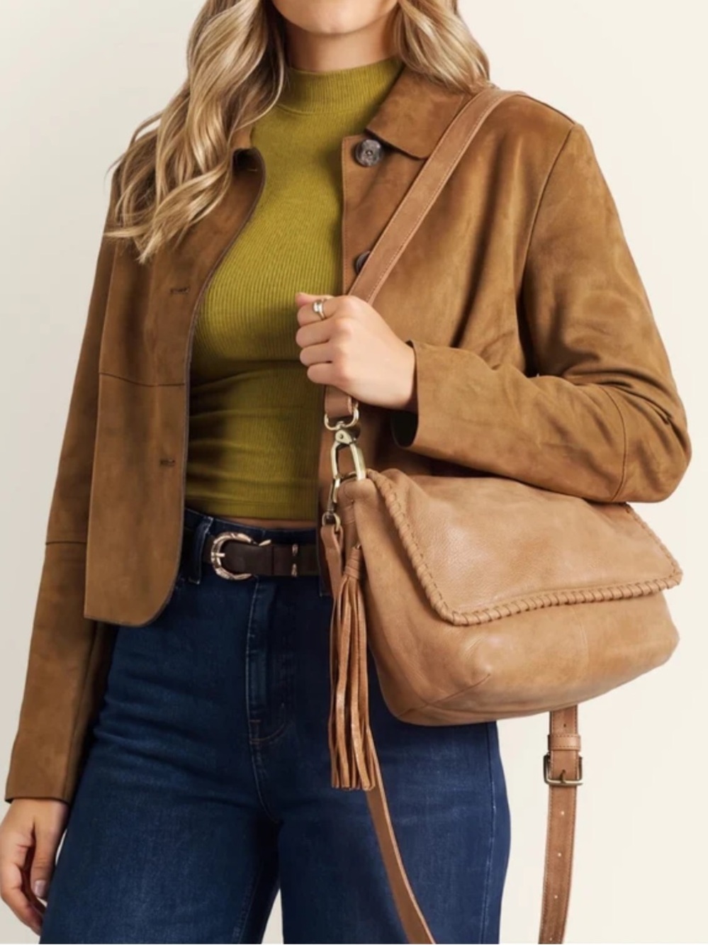 HOBO Harley Convertible Leather Shoulder Bag In Whiskey - Picture 13 of 14